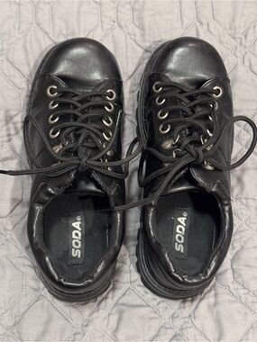 Soda Black Women's Lace-Up Platform Shoes